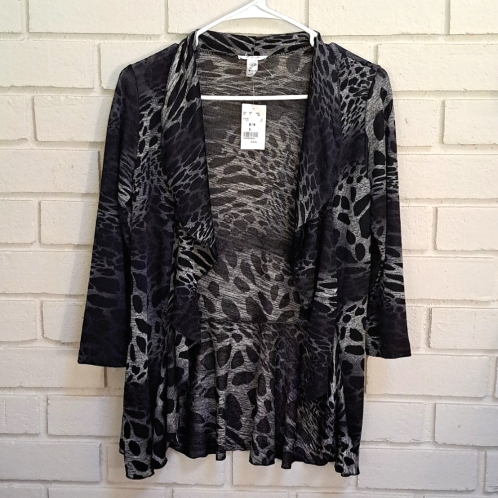 Jaipur Animal Print Open Front Flowy Lightweight cardigan. Size Small NWT